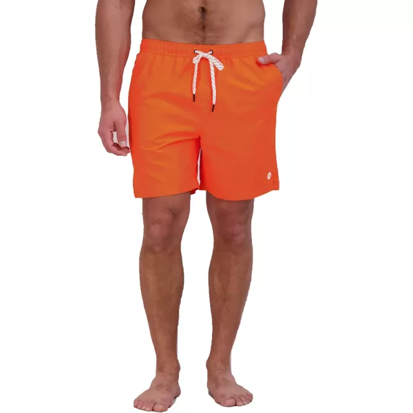 Eddie Bauer Mens SPF 50 Volley Swim Trunk  Fun Designs Comfortable and Stylish 7 InseamOrange Blaze