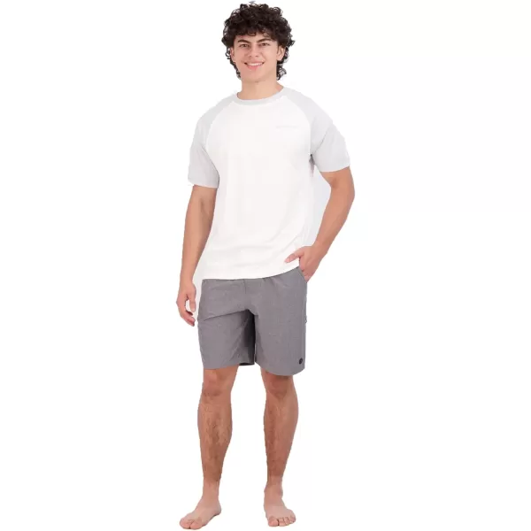 Eddie Bauer Mens Short Sleeve Colorblock Rashguard Shirt  UPF 40 Sun Protection  Tailored for Outdoor PursuitsCement