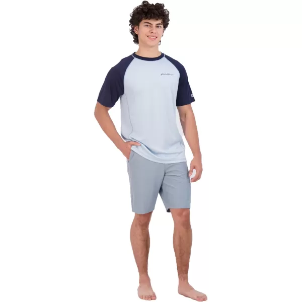 Eddie Bauer Mens Short Sleeve Colorblock Rashguard Shirt  UPF 40 Sun Protection  Tailored for Outdoor PursuitsSlate Blue