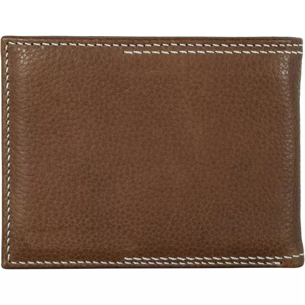 Eddie Bauer Mens Signature Top Stitch Leather Bifold Passcase Wallet with 6 Card Slots and RFID Protection Tan One SizeEddie Bauer Mens Signature Top Stitch Leather Bifold Passcase Wallet with 6 Card Slots and RFID Protection Tan One Size