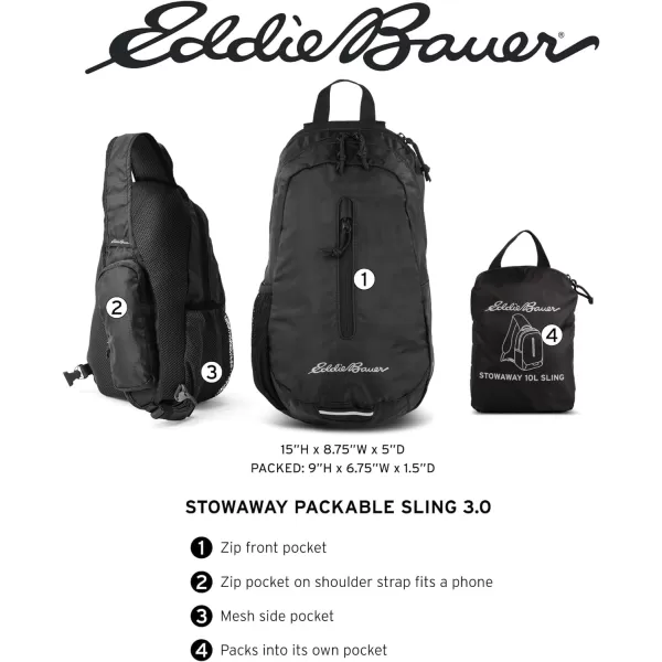 Eddie Bauer Stowaway Packable 10L Sling 30 Made from Polyester with Lightly Padded Shoulder StrapDark Smoke