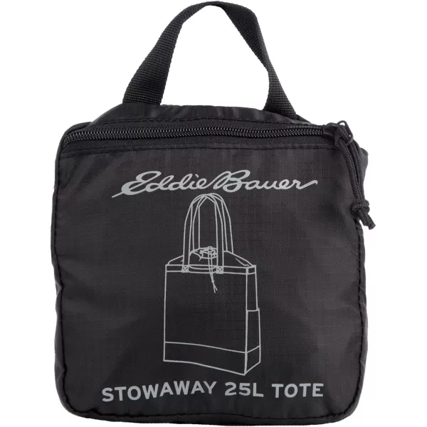 Eddie Bauer Stowaway Packable 25l Cinch Tote with Adjustable CordLock Closure and Exterior Slip PocketOnyx