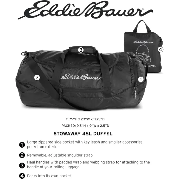 Eddie Bauer Stowaway Packable 45l Duffel BagMade from Ripstop PolyesterOnyx