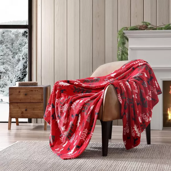 Eddie Bauer Throw Blanket Ultra Soft Plush Fleece Bedding Home Decor for All Seasons 50 x 70 Americana Plaid RedThrow Deer Woods Red