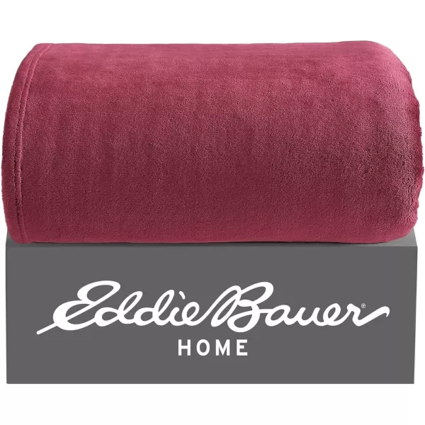 Eddie Bauer Throw Blanket Ultra Soft Plush Home Dcor All Season Bedding Ultra Lux Solid Red 50 x 60Fleece Reverse Red