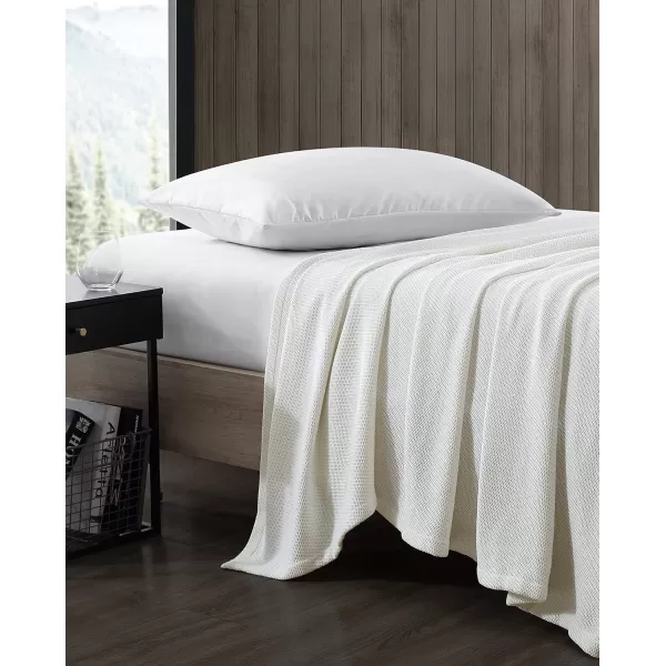 Eddie Bauer Twin Blanket Solid Reversible Cotton Bedding Home Decor for All Seasons Textured Twill White TwinTwin Textured Twill White