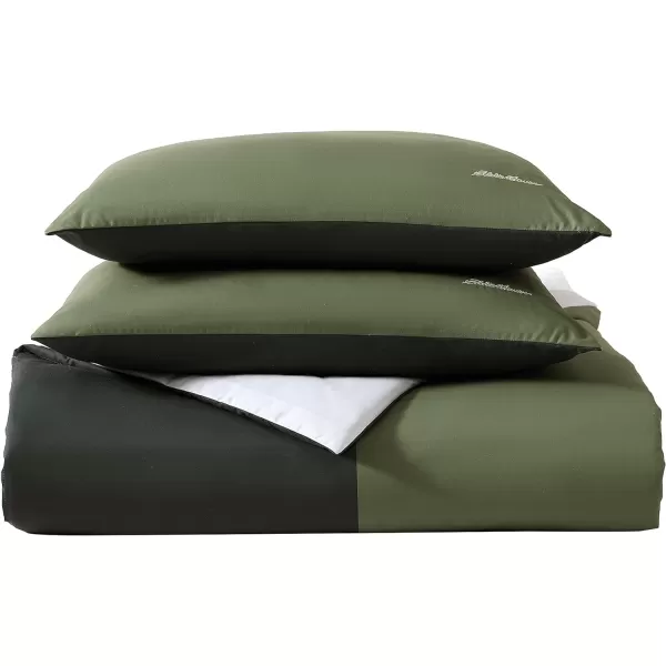 Eddie Bauer Twin Duvet Cover Set Reversible Bedding Set with Matching Shams Casual Home Dcor Skyline Stripe Green TwinSkyline Stripe Green King