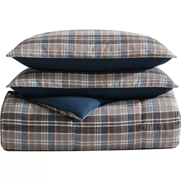 Eddie Bauer Twin Duvet Cover Set Reversible Microsuede Bedding Set with Matching Shams Casual Home Dcor Rugged Plaid Brown TwinRugged Plaid Brown King