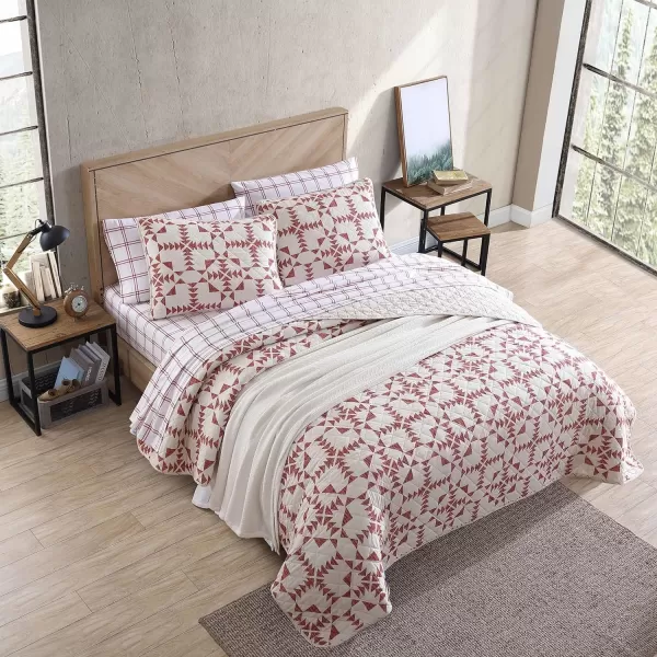 Eddie Bauer Twin Quilt Set Cotton Reversible Bedding Set All Season Lodge Home Dcor Arrowhead Red TwinQuilt Set Twin Arrowhead RedIvory