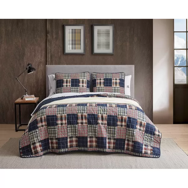 Eddie Bauer Twin Quilt Set Cotton Reversible Bedding Set All Season Lodge Home Dcor Madrona NavyRed TwinQueen Madrona NavyRed