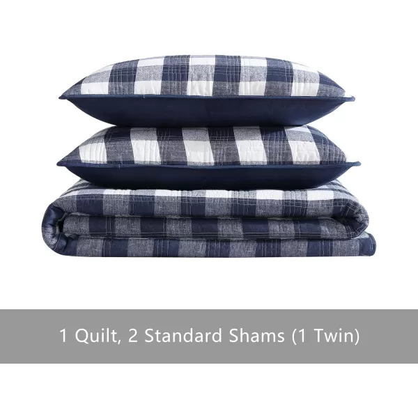 Eddie Bauer Twin Quilt Set Cotton Reversible Bedding with Matching Sham Home Decor for All Seasons Lakehouse Plaid Blue TwinEddie Bauer Twin Quilt Set Cotton Reversible Bedding with Matching Sham Home Decor for All Seasons Lakehouse Plaid Blue Twin