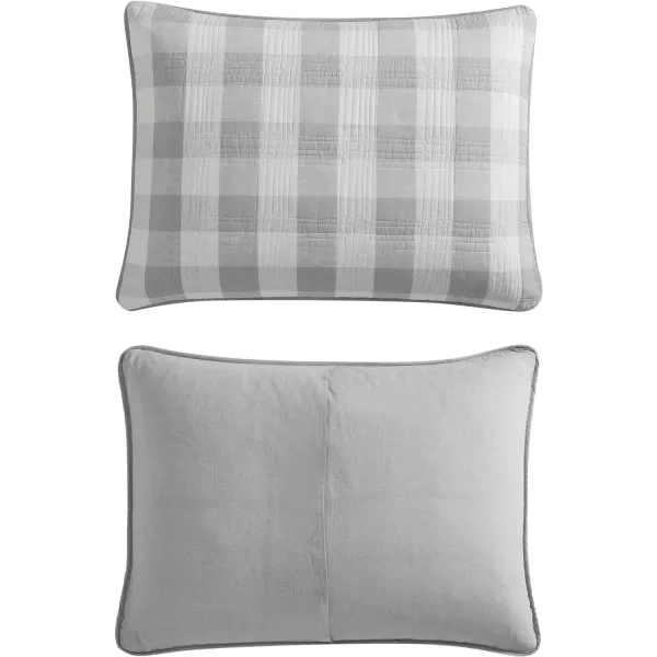 Eddie Bauer Twin Quilt Set Cotton Reversible Bedding with Matching Sham Home Decor for All Seasons Lakehouse Plaid Light Grey TwinQueen Light Grey