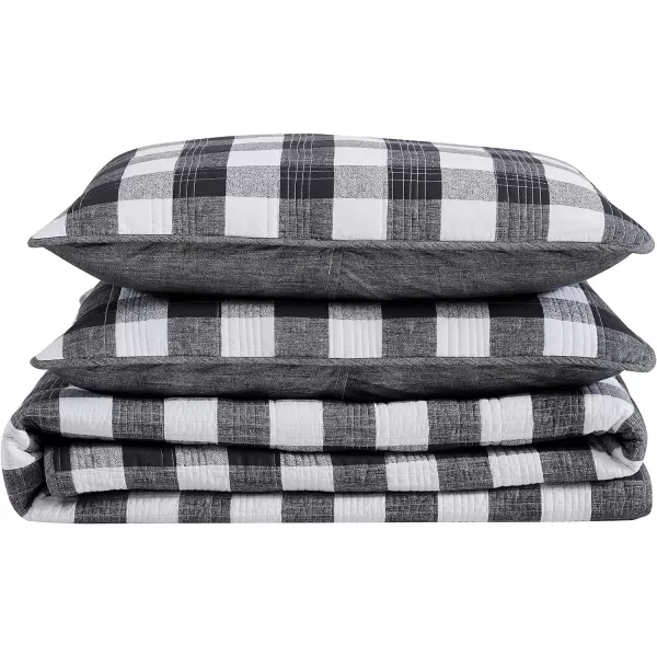 Eddie Bauer Twin Quilt Set Cotton Reversible Bedding with Matching Sham Home Decor for All Seasons Lakehouse Plaid Light Grey TwinTwin Dark Grey