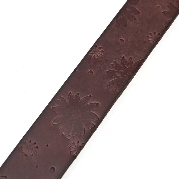 Eddie Bauer Womens Casual Fashion Leather BeltFloral Tooled  Brown