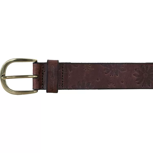 Eddie Bauer Womens Casual Fashion Leather BeltFloral Tooled  Brown