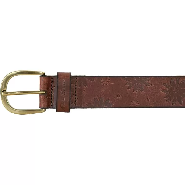 Eddie Bauer Womens Casual Fashion Leather BeltFloral Tooled  Tan