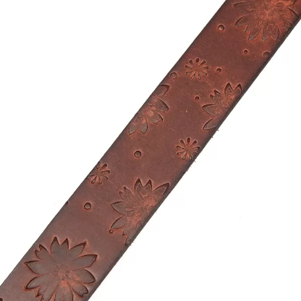 Eddie Bauer Womens Casual Fashion Leather BeltFloral Tooled  Tan