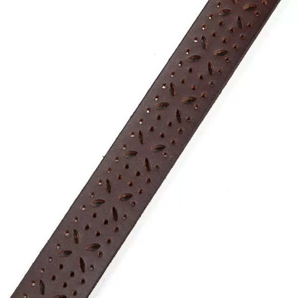 Eddie Bauer Womens Casual Fashion Leather BeltPerforated Pattern  Brown