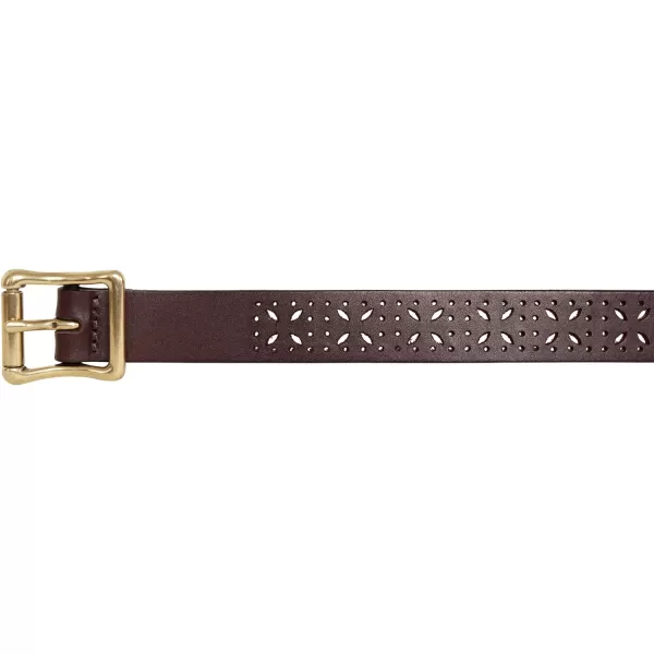 Eddie Bauer Womens Casual Fashion Leather BeltPerforated Pattern  Brown