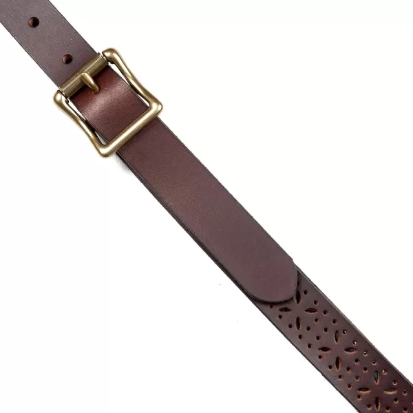 Eddie Bauer Womens Casual Fashion Leather BeltPerforated Pattern  Brown