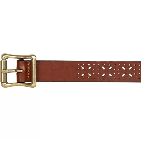 Eddie Bauer Womens Casual Fashion Leather BeltPerforated Pattern  Tan