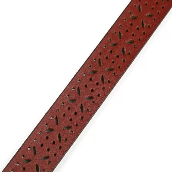 Eddie Bauer Womens Casual Fashion Leather BeltPerforated Pattern  Tan