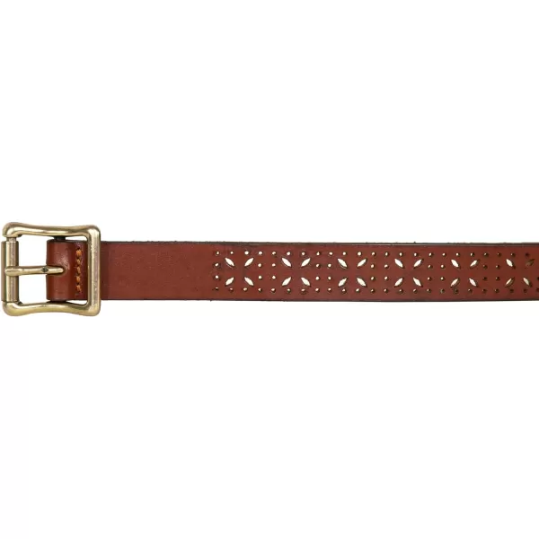 Eddie Bauer Womens Casual Fashion Leather BeltPerforated Pattern  Tan