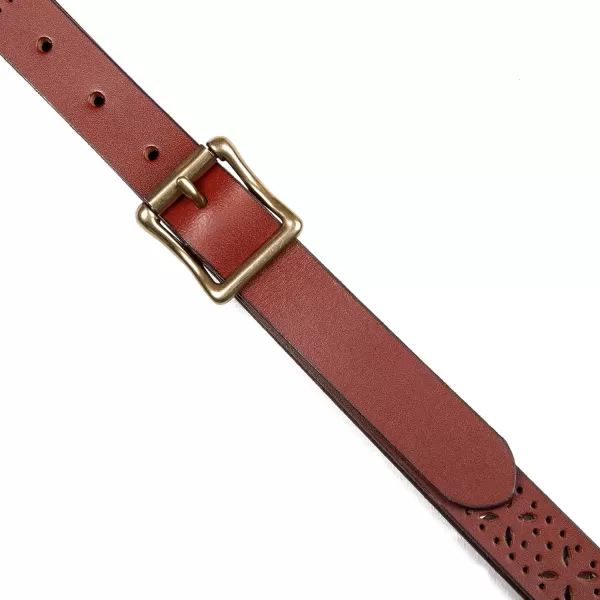 Eddie Bauer Womens Casual Fashion Leather BeltPerforated Pattern  Tan