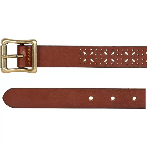 Eddie Bauer Womens Casual Fashion Leather BeltPerforated Pattern  Tan