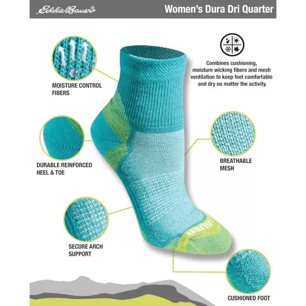 Eddie Bauer Womens Dura Dri Moisture Control 6Pair Quarter SocksFashion Charcoal Fr 6 Pairs