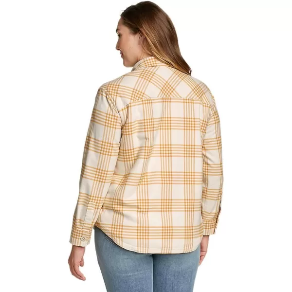 Eddie Bauer Womens Eddies Favorite Flannel Faux ShearlingLined Shirt Jacket Champagne XLarge TallEddie Bauer Womens Eddies Favorite Flannel Faux ShearlingLined Shirt Jacket Champagne XLarge Tall