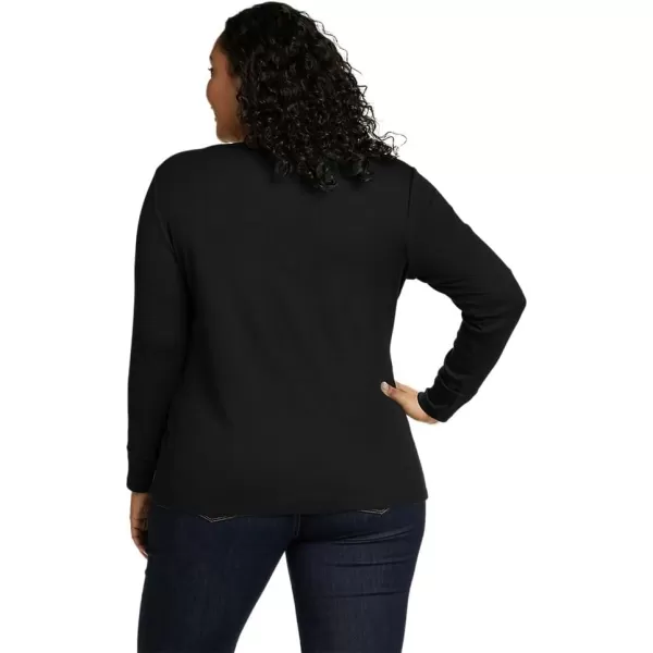 Eddie Bauer Womens Essentials Ribbed Crew LongSleeve ShirtPlus Black