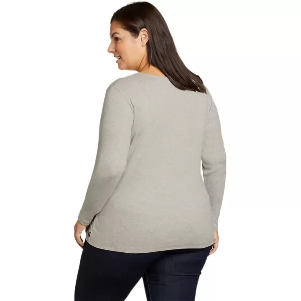 Eddie Bauer Womens Essentials Ribbed Crew LongSleeve ShirtPlus Lt Htr Gray