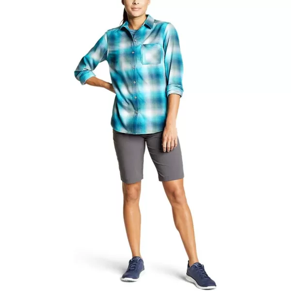 Eddie Bauer Womens Expedition Performance Flannel 20 ShirtPetite Blue Topaz