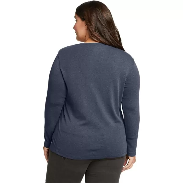 Eddie Bauer Womens Favorite LongSleeve Crewneck TShirtPlus Htr Indigo