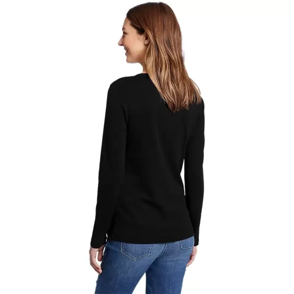 Eddie Bauer Womens Favorite LongSleeve VNeck TShirtPetite Black