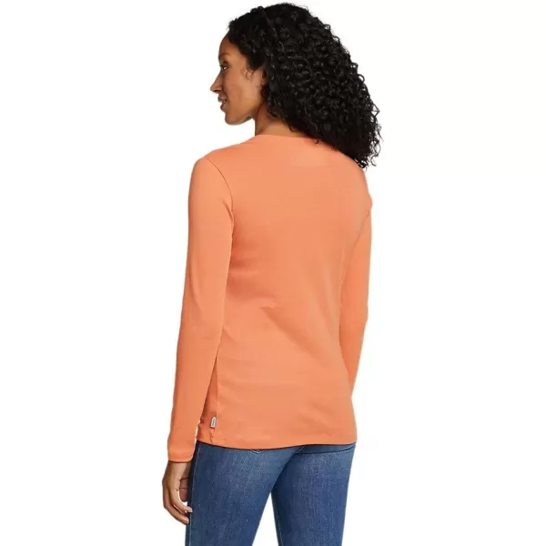 Eddie Bauer Womens Favorite LongSleeve VNeck TShirtPetite Burnt Orange