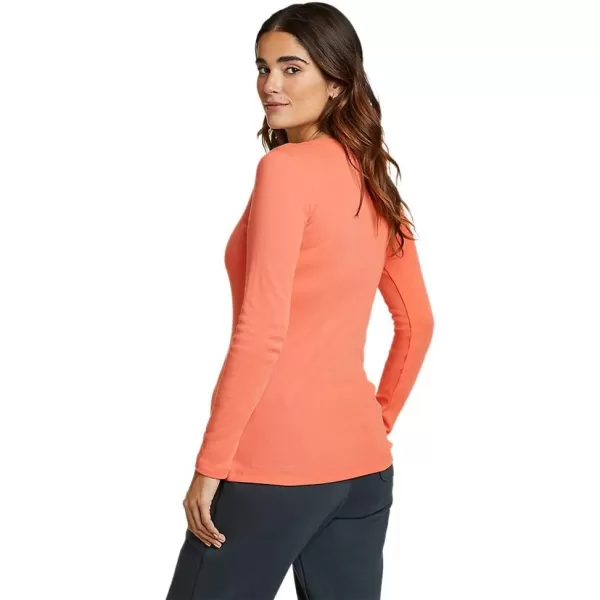 Eddie Bauer Womens Favorite LongSleeve VNeck TShirtPetite Dusty Coral