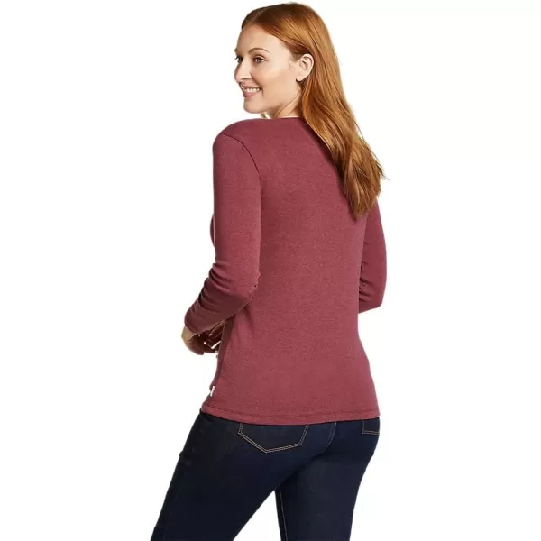 Eddie Bauer Womens Favorite LongSleeve VNeck TShirtPetite Dusty Red