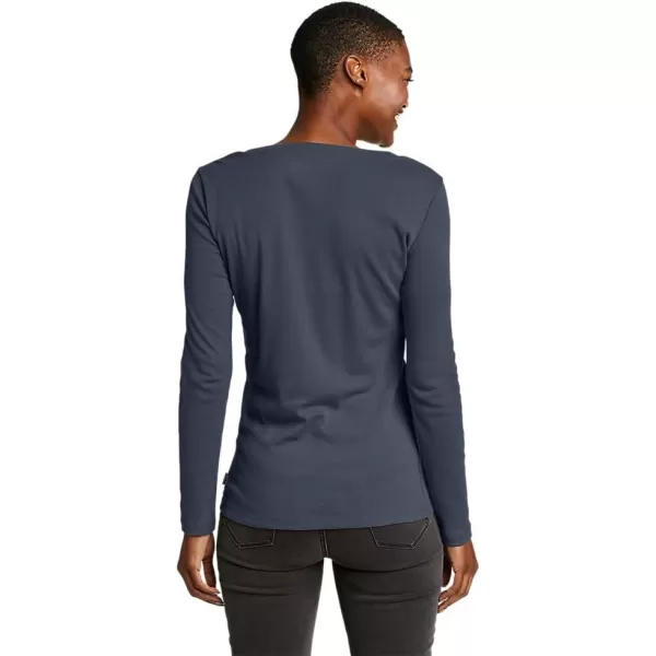 Eddie Bauer Womens Favorite LongSleeve VNeck TShirtPetite Htr Indigo