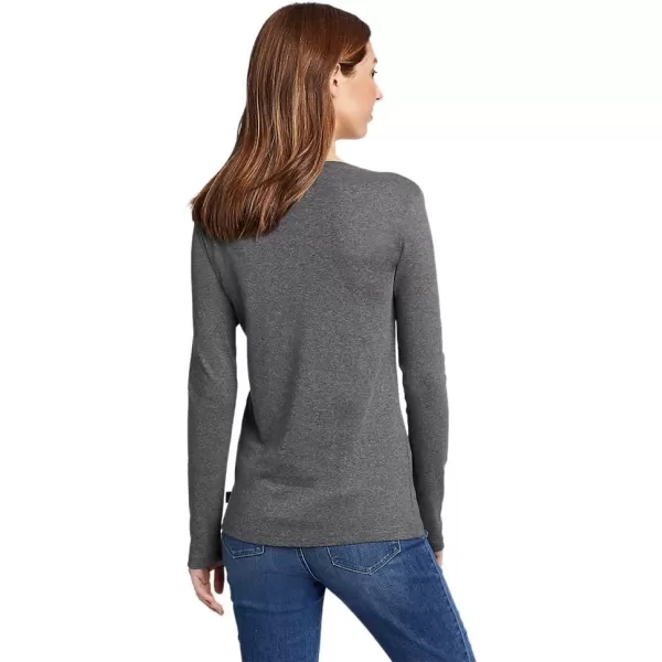 Eddie Bauer Womens Favorite LongSleeve VNeck TShirtPetite Med Htr Gray