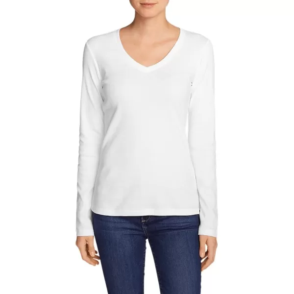 Eddie Bauer Womens Favorite LongSleeve VNeck TShirtPetite White