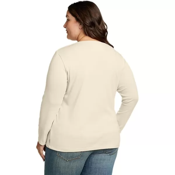 Eddie Bauer Womens Favorite LongSleeve VNeck TShirtPlus Ecru