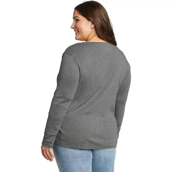 Eddie Bauer Womens Favorite LongSleeve VNeck TShirtPlus Med Htr Gray