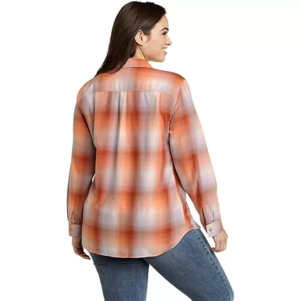 Eddie Bauer Womens Firelight Flannel ShirtPetite Burnt Orange