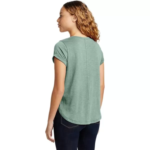 Eddie Bauer Womens Gate Check ShortSleeve TShirtRegular Dk Seafoam