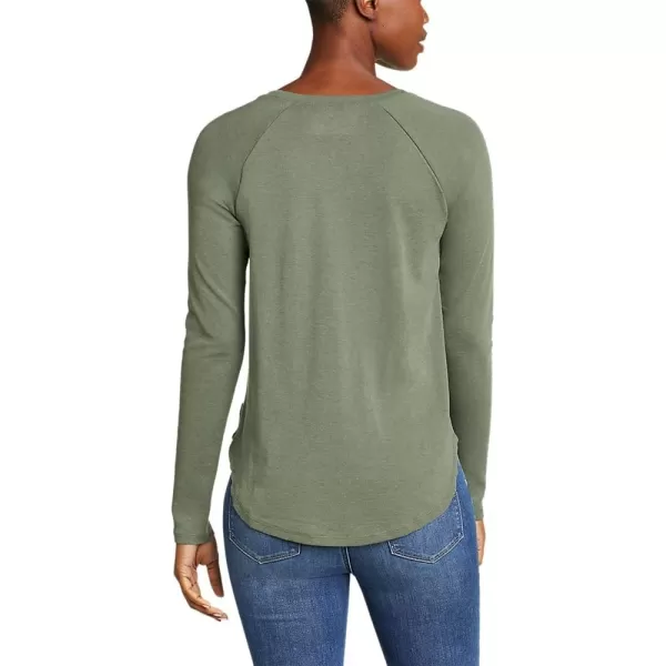 Eddie Bauer Womens Stines LongSleeve Raglan Scoop Neck TShirtMineral Green