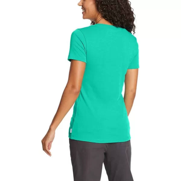 Eddie Bauer Womens Stines ShortSleeve VNeck TShirtLt Emerald