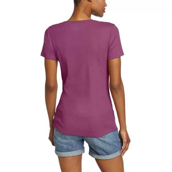 Eddie Bauer Womens Stines ShortSleeve VNeck TShirtWineberry