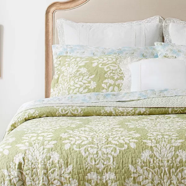 Laura Ashley Rowland Collection Quilt Set100 Cotton Reversible All Season Bedding with Matching Shams PreWashed for Added Comfort Twin SageLaura Ashley Rowland Collection Quilt Set100 Cotton Reversible All Season Bedding with Matching Shams PreWashed for Added Comfort Twin Sage